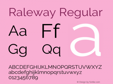 Raleway Regular Version 3.000 Font Sample