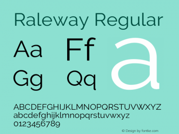 Raleway Regular Version 3.000; ttfautohint (v0.96) -l 8 -r 28 -G 28 -x 14 -w 