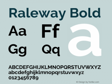 Raleway Bold Version 3.000; ttfautohint (v0.96) -l 8 -r 28 -G 28 -x 14 -w 
