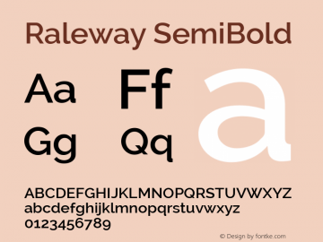 Raleway SemiBold Version 2.001; ttfautohint (v0.8) -G 200 -r 50图片样张