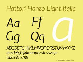 Hattori Hanzo Light Italic Version 1.000 Font Sample