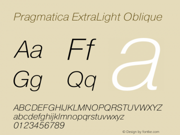 Pragmatica ExtraLight Oblique Version 2.000图片样张