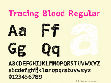 Tracing Blood Regular Version 1.000 2010 initial release Font Sample