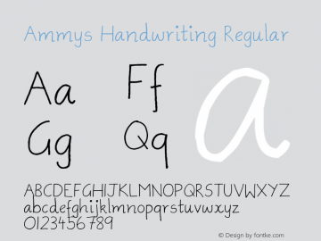 Ammys Handwriting Regular Version 1.00 May 2, 2008, initial release图片样张