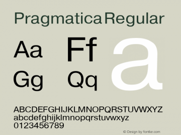 Pragmatica Regular Converted from c:\ttf.fnt\PRN____W.TF1 by ALLTYPE Font Sample