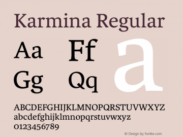 Karmina Regular Version 001.000 Font Sample