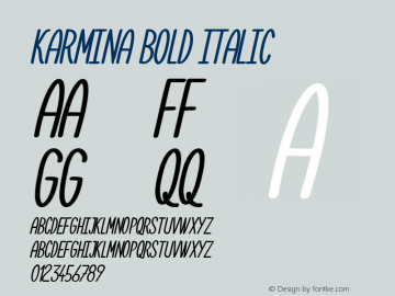 Karmina Bold Italic Version 1.00 August 4, 2015, initial release图片样张