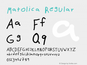 Matolica Regular Version 1.000 Font Sample