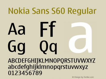 Nokia Sans S60 Regular Version 4.08 Font Sample