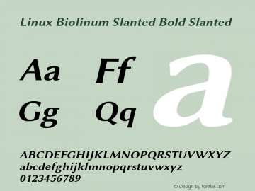 Linux Biolinum Slanted Bold Slanted Version 0.9.2 Font Sample