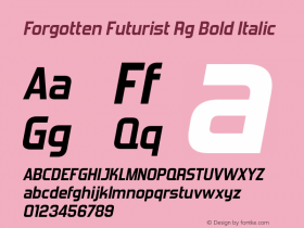 Forgotten Futurist Rg Bold Italic OTF 6.000;PS 001.001;Core 1.0.29 Font Sample