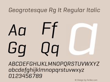 Geogrotesque Rg It Regular Italic Version 2.001图片样张