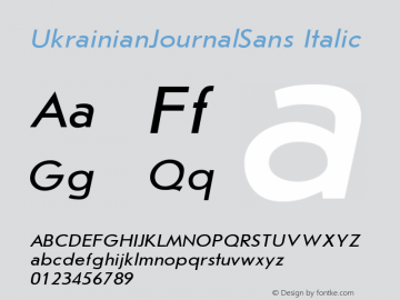 UkrainianJournalSans Italic 001.000 Font Sample