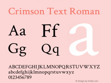 Crimson Text Roman Version 0.13 Font Sample