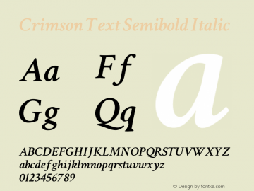 Crimson Text Semibold Italic Version 0.12图片样张