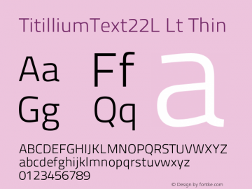 TitilliumText22L Lt Thin 1.000 Font Sample