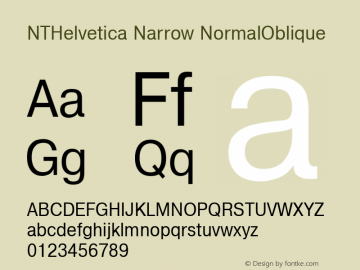 NTHelvetica Narrow NormalOblique Unknown Font Sample