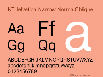 NTHelvetica Narrow NormalOblique Unknown图片样张