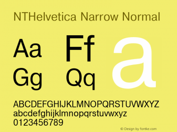 NTHelvetica Narrow Normal Unknown图片样张