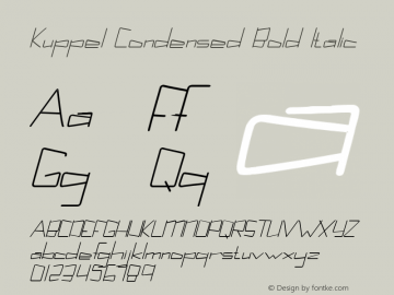 Kuppel Condensed Bold Italic Version 1.000 Font Sample
