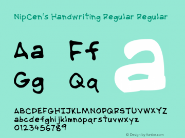 NipCen's Handwriting Regular Regular Version 1.05图片样张