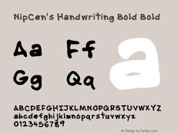 NipCen's Handwriting Bold Bold Version 1.05 Font Sample