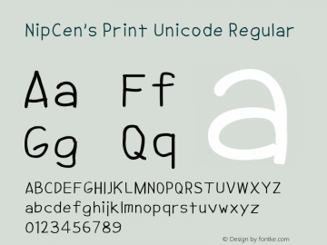 NipCen's Print Unicode Regular 3.00 Font Sample