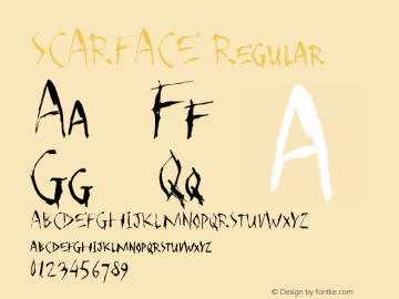 SCARFACE Regular Version 1.000 2010 initial release Font Sample