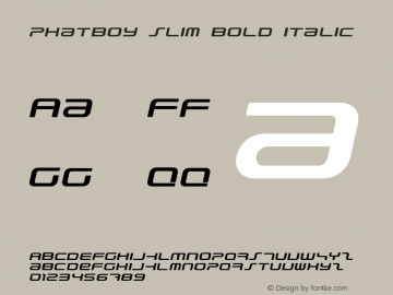 PhatBoy Slim Bold Italic Version 1.600 2010 - July 2010图片样张