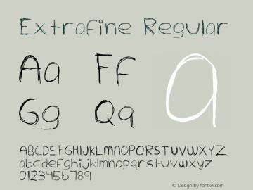 Extrafine Regular Version 1.001 Font Sample