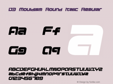 D3 Mouldism Round Italic Regular 1.0 Font Sample