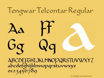 Tengwar Telcontar Regular Version 0.08 Font Sample