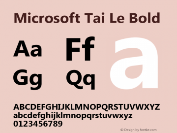 Microsoft Tai Le Bold Version 5.97 Font Sample