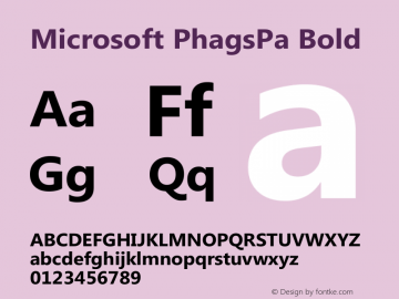 Microsoft PhagsPa Bold Version 5.97 Font Sample