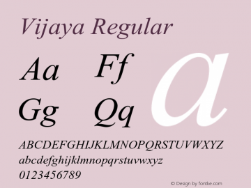 Vijaya Regular Version 5.91 Font Sample
