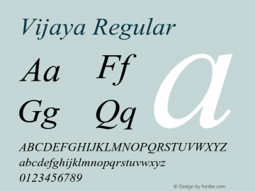 Vijaya Regular Version 5.95 Font Sample