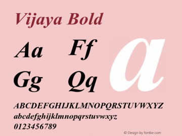 Vijaya Bold Version 6.80 Font Sample