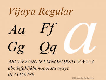 Vijaya Regular Version 6.80 Font Sample