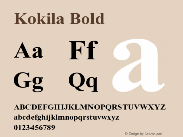 Kokila Bold Version 5.91 Font Sample