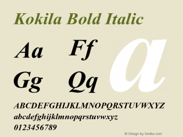 Kokila Bold Italic Version 5.91图片样张