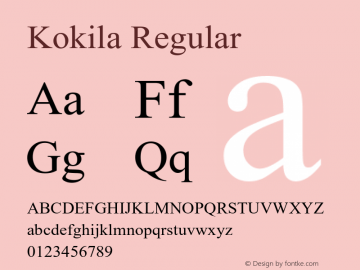 Kokila Regular Version 5.91 Font Sample