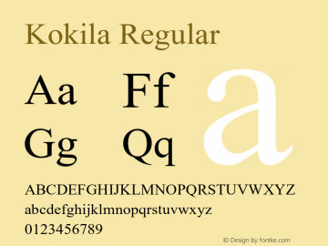 Kokila Regular Version 6.90 Font Sample