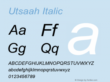 Utsaah Italic Version 5.91 Font Sample