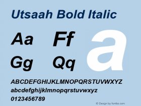 Utsaah Bold Italic Version 6.00 Font Sample