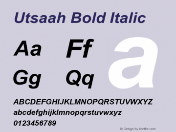 Utsaah Bold Italic Version 6.90图片样张