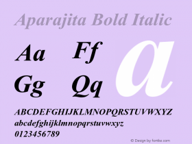 Aparajita Bold Italic Version 6.90 Font Sample