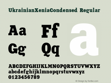 UkrainianXeniaCondensed Regular 001.000 Font Sample