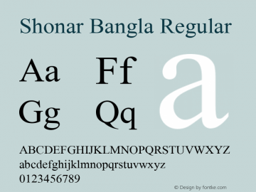 Shonar Bangla Regular Version 6.90 Font Sample