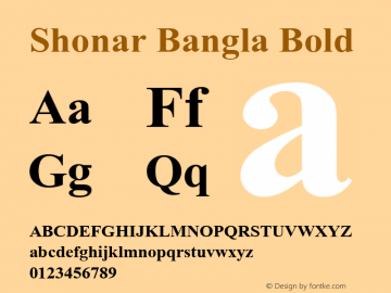 Shonar Bangla Bold Version 6.90 Font Sample