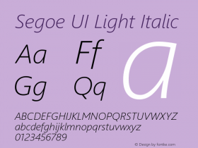 Segoe UI Light Italic Version 5.35 Font Sample